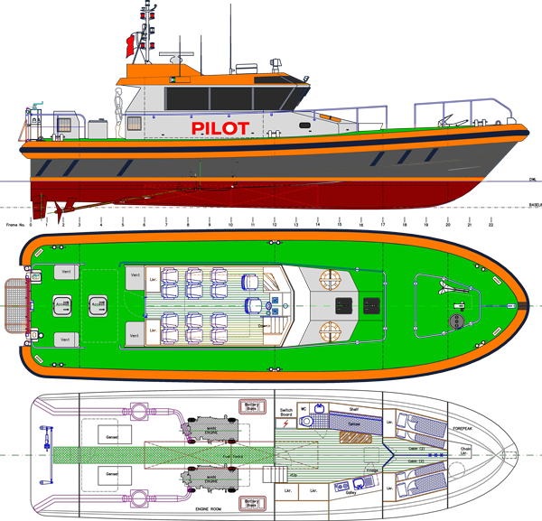 Pilot Boat General Arrangement Plan